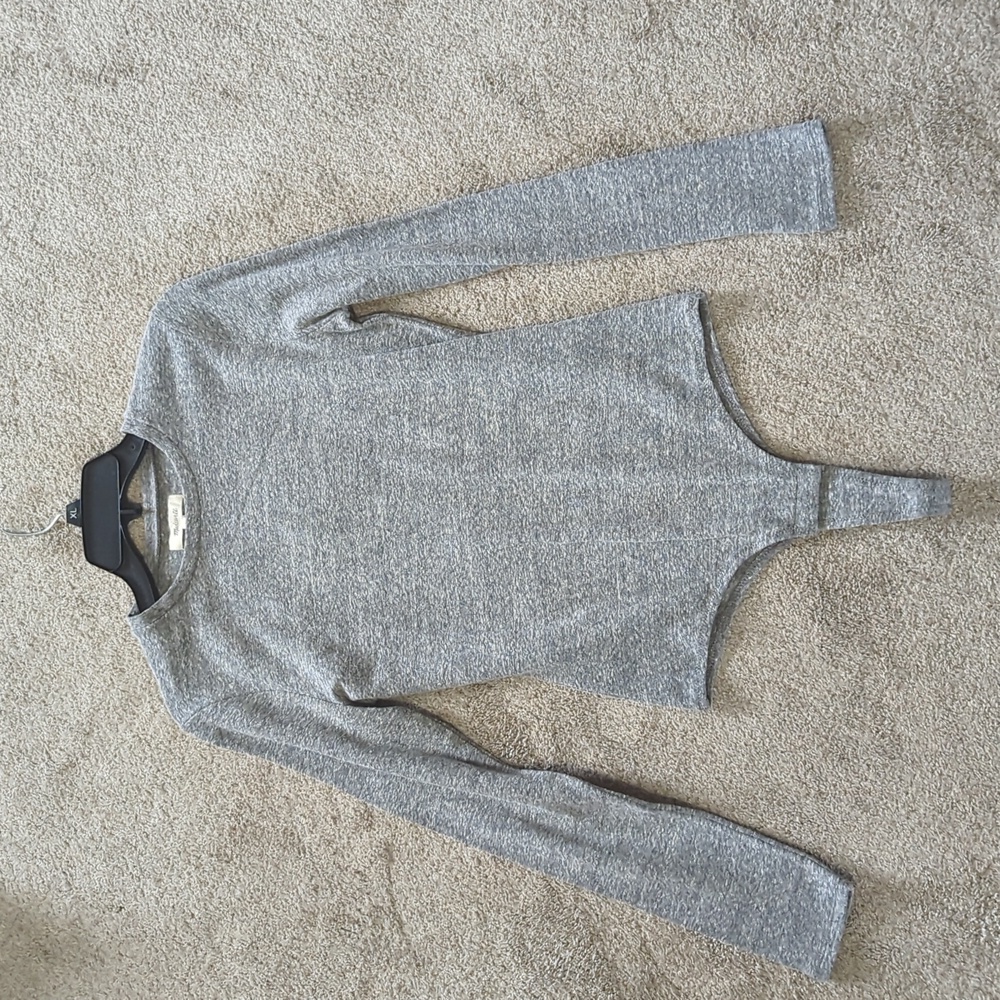 Madewell Gray Long Sleeve Bodysuit